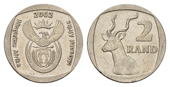 ЮАР 2 ранда 2002 KM 273 медь плакированная никелем 4626-1224