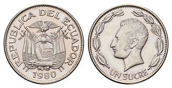 Эквадор 1 сукре 1980 KM 78b сталь плакированная никелем UNC 4675-513