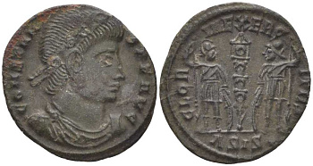 Римская Империя нуммий 337 - 340 Констант, CONSTANS PF AVG / GLORIA EXERCITVS, Сисция RIC 76 биллон 1073-17-72