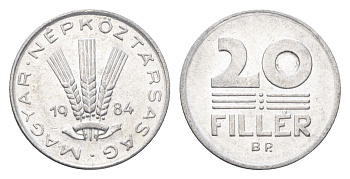 Венгрия 20 филлеров 1984 BP KM 573 алюминий 4665-1234