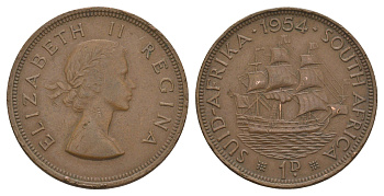 ЮАР 1 пенни 1954 KM 46 бронза 4645-1131