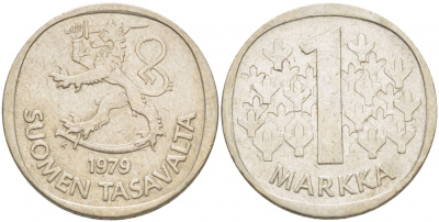 ФИНЛЯНДИЯ 1 МАРКА 1979 K KM 49а медно-никель 3718-747