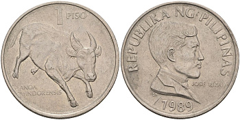 Филиппины 1 писо 1989 Хосе Рицаль KM 143.1 медно-никель 4593-1015
