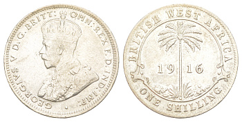 Британская Западная Африка 1 шиллинг 1916 KM 12 серебро 443-915