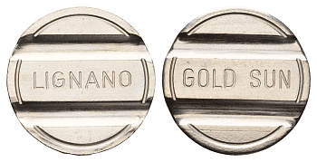 Италия, Линьяно жетон отеля "Gold Sun Lignano" диаметр 26 мм, вес 6,6 гр нержавеющая сталь 4670-535