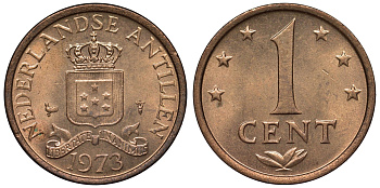 Нидерландские Антилы 1 цент 1973 Юлиана (1948-1980) KM 8 бронза UNC 4118-926