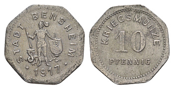 Бенсхайм 10 пфеннигов 1917 Funck 34.6, Men05 1739.7, Men18 2245.7 железо 4636-1161