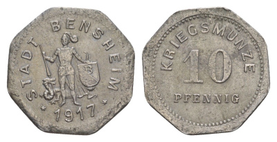 Бенсхайм 10 пфеннигов 1917 Funck 34.6, Men05 1739.7, Men18 2245.7 железо 4636-1161