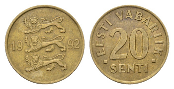 Эстония 20 сентов 1992 KM 23 латунь 4689-667