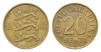 Эстония 20 сентов 1992 KM 23 латунь 4689-667