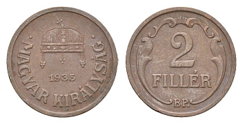 Венгрия 2 филлера 1935 BP KM 506 бронза 4665-442
