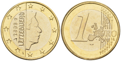 Люксембург 1 евро 2003 Великий Герцог Анри KM 81 биметалл UNC 4148-753