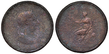 Великобритания 1 пенни 1806 Георг III (1760-1820) Spink 3780, KM 663 медь    4368-632