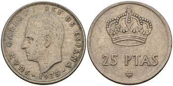 Испания 25 песет 1975 (77) Хуан Карлос I (1975-2014) KM 808 медно-никель 94-732