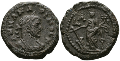 Римская Империя, Провинция Египет тетрадрахма 283 Карин / богиня Тихе, Александрия Good Very fine Dattari 5591 биллон 1073-9-81