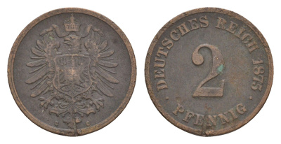 Германия 2 пфеннига 1875 C, Вильгельм I (1871-1888) KM 2, J. 2 бронза 4659-146