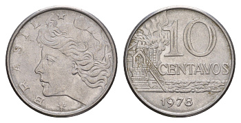 Бразилия 10 сентаво 1978 KM 578.1a нержавеющая сталь UNC 4655-1067