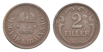 Венгрия 2 филлера 1939 BP KM 506 бронза 4665-461
