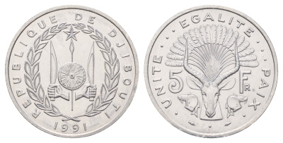 Джибути 5 франков 1991 KM 22 алюминий UNC 4672-221