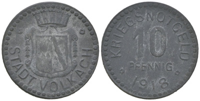 Фольках (Бавария) 10 пфеннигов 1918 Funck 565.3, Men18 32430.3 цинк 4379-354
