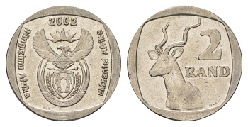 ЮАР 2 ранда 2002 KM 273 медь плакированная никелем 4626-1223