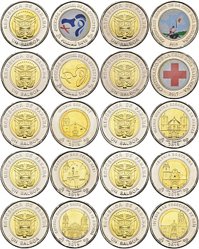 Панама набор из 10 монет по 1 бальбоа 2017-2019 соборы биметалл UNC M75-08