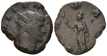 Римская Империя антониниан 266 Галлиен, GALLIENVS AVG, бюст императора / PAX AVG, Пация, персонификация Мира, Сисция RIC 575 биллон 1073-25-36