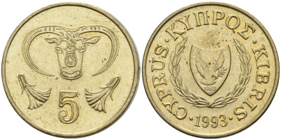 Кипр 5 центов 1993 KM 55.3 никель латунь 4141-1041