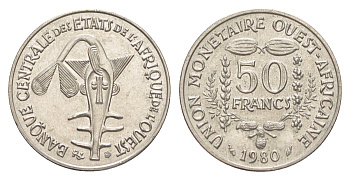 Западная Африка (BCEAO) 50 франков 1980 KM 6 медно-никель UNC 4651-913