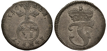 САКСЕН - ГОТА - АЛЬТЕНБУРГ 6 ПФЕННИГОВ 1747 AH Steguveit 247 серебро 413-4711