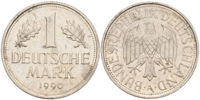 ФРГ 1 марка 1990 A KM 110, J. 385 медно-никель 4584-122