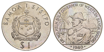 Самоа 1 тала 1980 Вильгельм Зольф KM 40 медно-никель BU 5010-1342