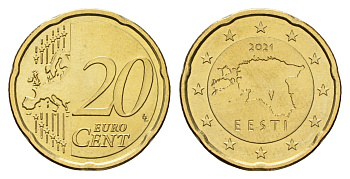 Эстония 20 евроцентов 2021 KM 65 нордик UNC 4654-1155