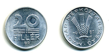 ВЕНГРИЯ 20 ФИЛЛЕРОВ 1981 НАРОДНАЯ РЕСПУБЛИКА (1949-1989) KM 573 алюминий UNC 46-167