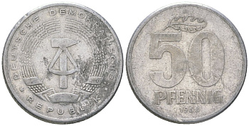 ГДР 50 пфеннигов 1958 A KM 12.1 алюминий 4573-1246