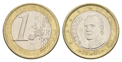 Испания 1 евро 2005 Хуан Карлос I KM 1046 биметалл 4629-357
