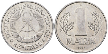 ГДР 1 марка 1975 A KM 35.2 алюминий aUNC 212-1131