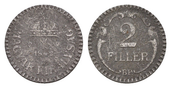 Венгрия 2 филлера 1942 BP KM 518 сталь 4658-336