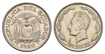 Эквадор 1 сукре 1980 KM 78b сталь плакированная никелем 4641-654