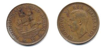 ЮЖНАЯ АФРИКА 1 ПЕННИ 1942 25-721