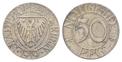 Боппард 50 пфеннигов 1919 Funck 53.6, Men05 3243.8, Men18 4165.8 железо 1528-222