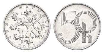 Чехия 50 геллеров 2007 KM 3 алюминий UNC 4651-558