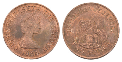Джерси 2 пенса 1984 Елизавета II (1952-2022), Сент-Хелиер KM 55 бронза 4652-535