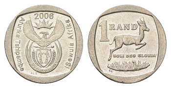 ЮАР 1 ранд 2006 KM 490 медь плакированная никелем aUNC 4627-442