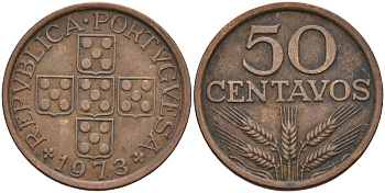 Португалия 50 сентаво 1973 KM 596 бронза 4126-552