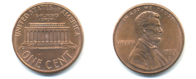 США 1 цент 1993 D, Авраам Линкольн KM 201b цинк плакированный медью 86-266
