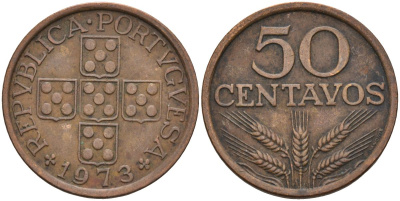 Португалия 50 сентаво 1973 KM 596 бронза 4126-552