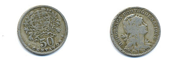 Португалия 50 сентаво 1946 KM 577 медно-никель 4379-1047