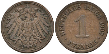 Германия 1 пфенниг 1907 A KM 10, J. 10 медь 4567-1244