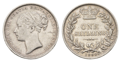 Великобритания 1 шиллинг 1880 Виктория (1837-1901) KM 734.4, Spink 3907 серебро 443-415